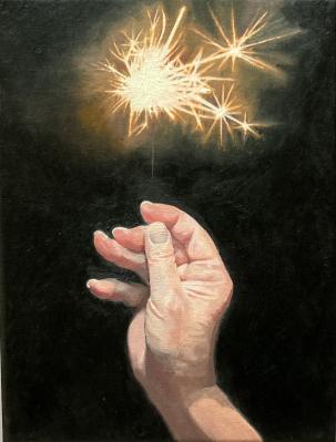 Stardust 3. 2023. oil on linen. 9 x 12.